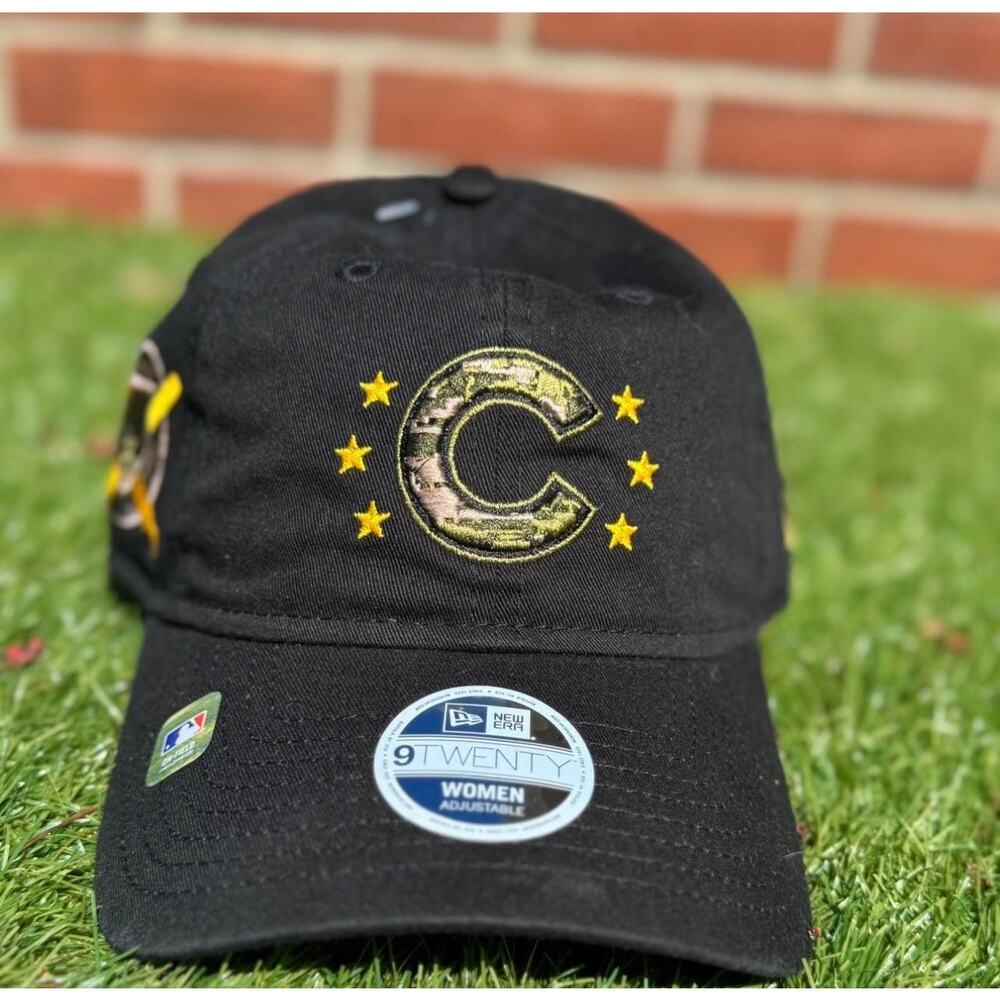 Chicago Cubs New Era 9TWENTY Black Gold Adjustable Hat Salute to Service NWT